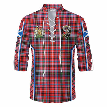 Straiton Tartan Crest Ghillie Kilt Shirt Scotland Coat of Arm Flag Style