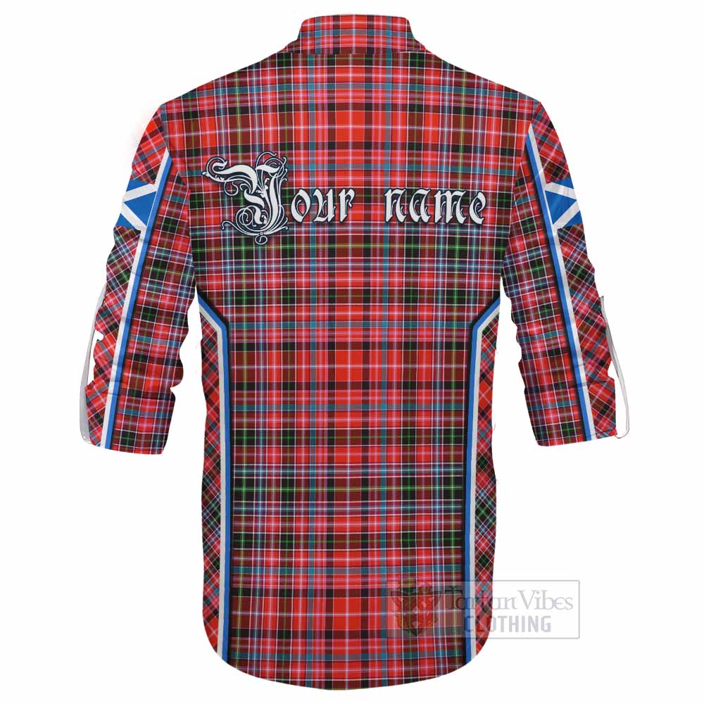Straiton Tartan Crest Ghillie Kilt Shirt Scotland Coat of Arm Flag Style - Tartan Vibes Clothing