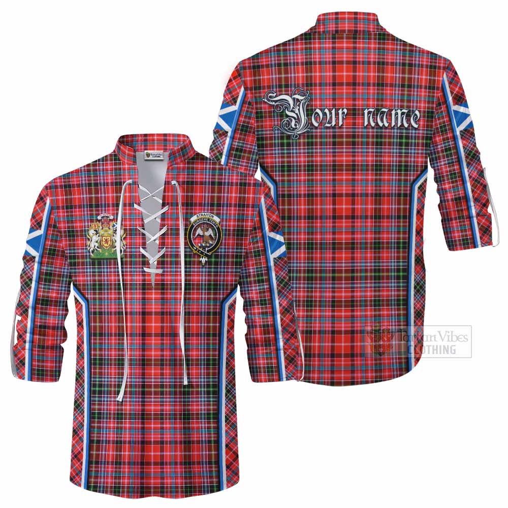Straiton Tartan Crest Ghillie Kilt Shirt Scotland Coat of Arm Flag Style - Tartan Vibes Clothing