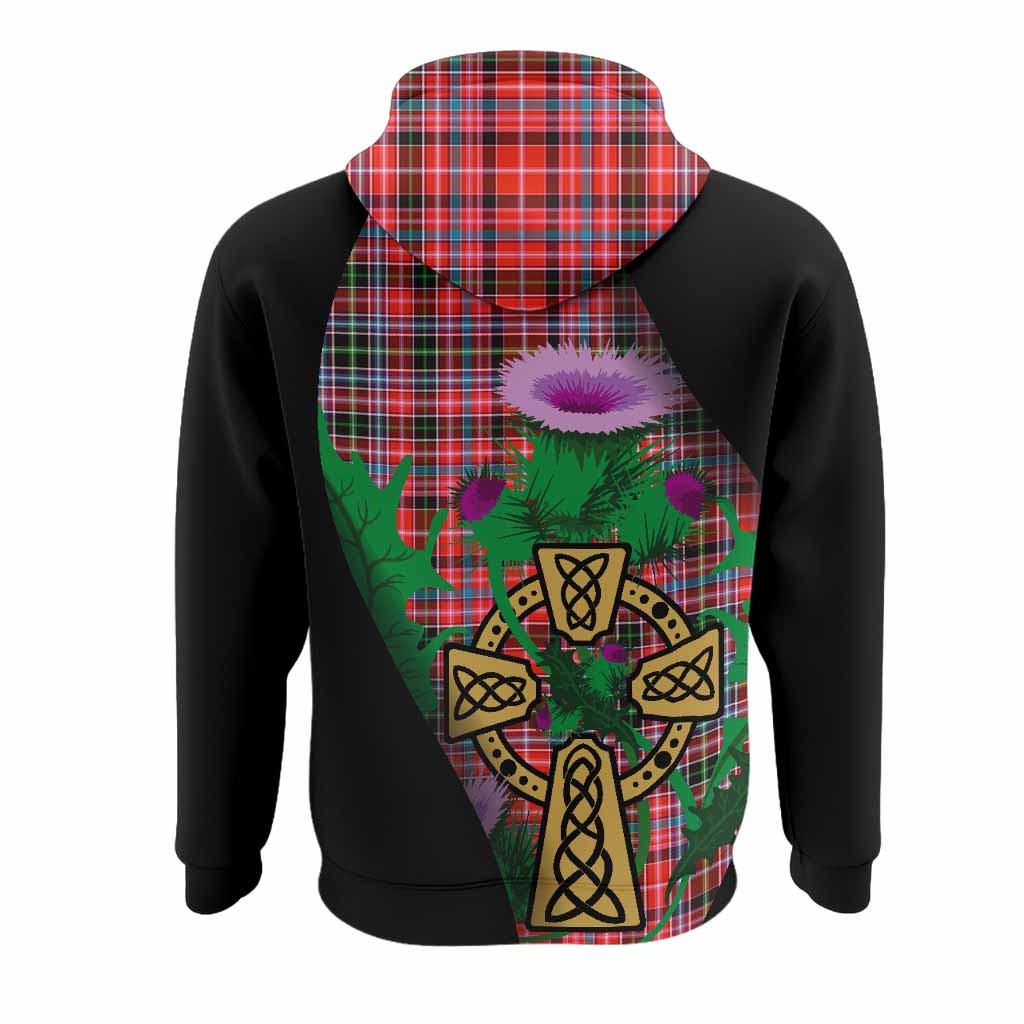 Straiton Tartan Crest Hoodie Celtic Cross Thistle Flowers