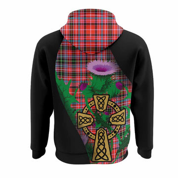 Straiton Tartan Crest Hoodie Celtic Cross Thistle Flowers