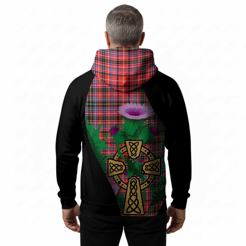Straiton Tartan Crest Hoodie Celtic Cross Thistle Flowers