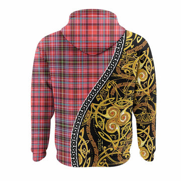 Straiton Tartan Crest Hoodie Celtic Knot and Triple Trickle Spiral Symbols