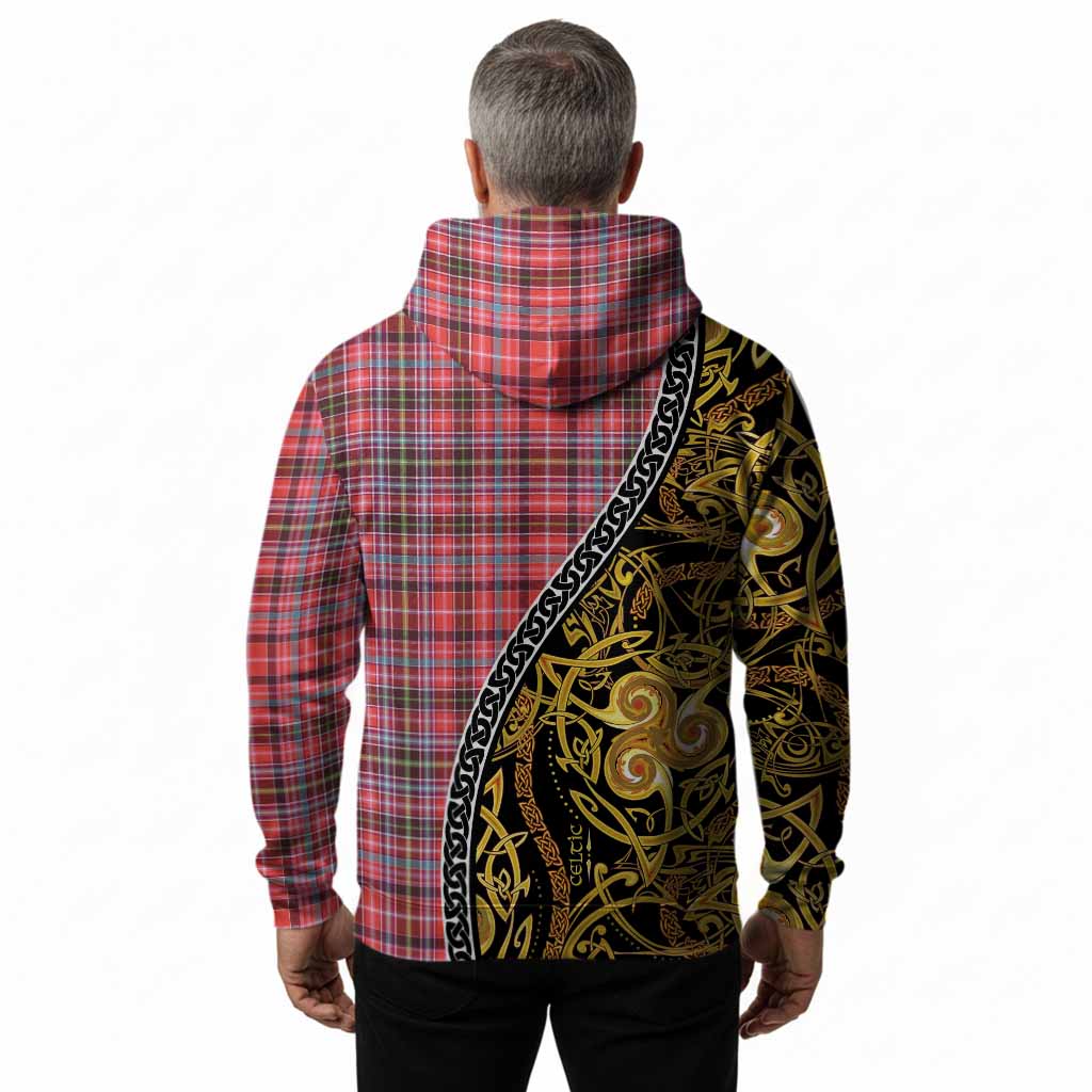 Straiton Tartan Crest Hoodie Celtic Knot and Triple Trickle Spiral Symbols