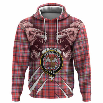 Straiton Tartan Crest Hoodie Ferocious Lion Style