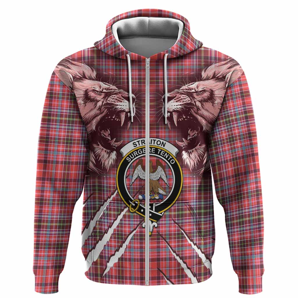 Straiton Tartan Crest Hoodie Ferocious Lion Style