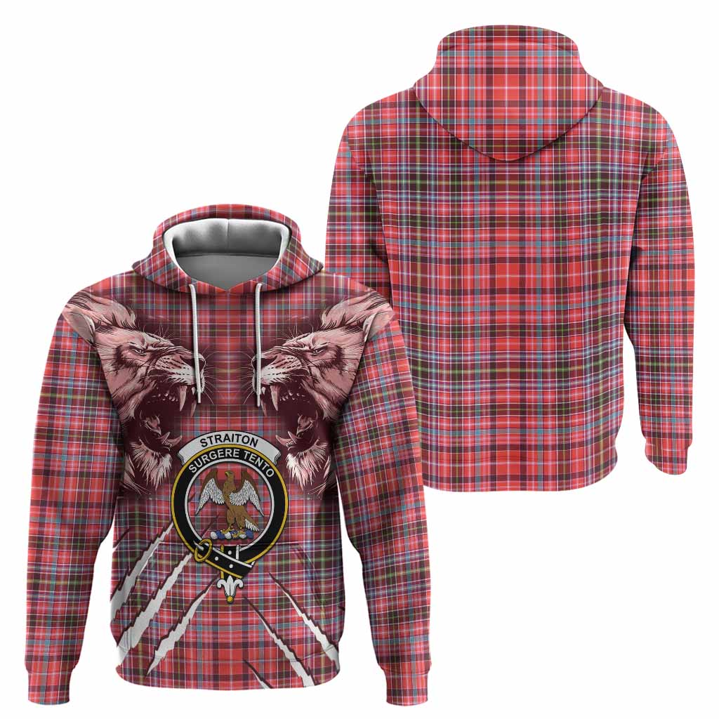 Straiton Tartan Crest Hoodie Ferocious Lion Style