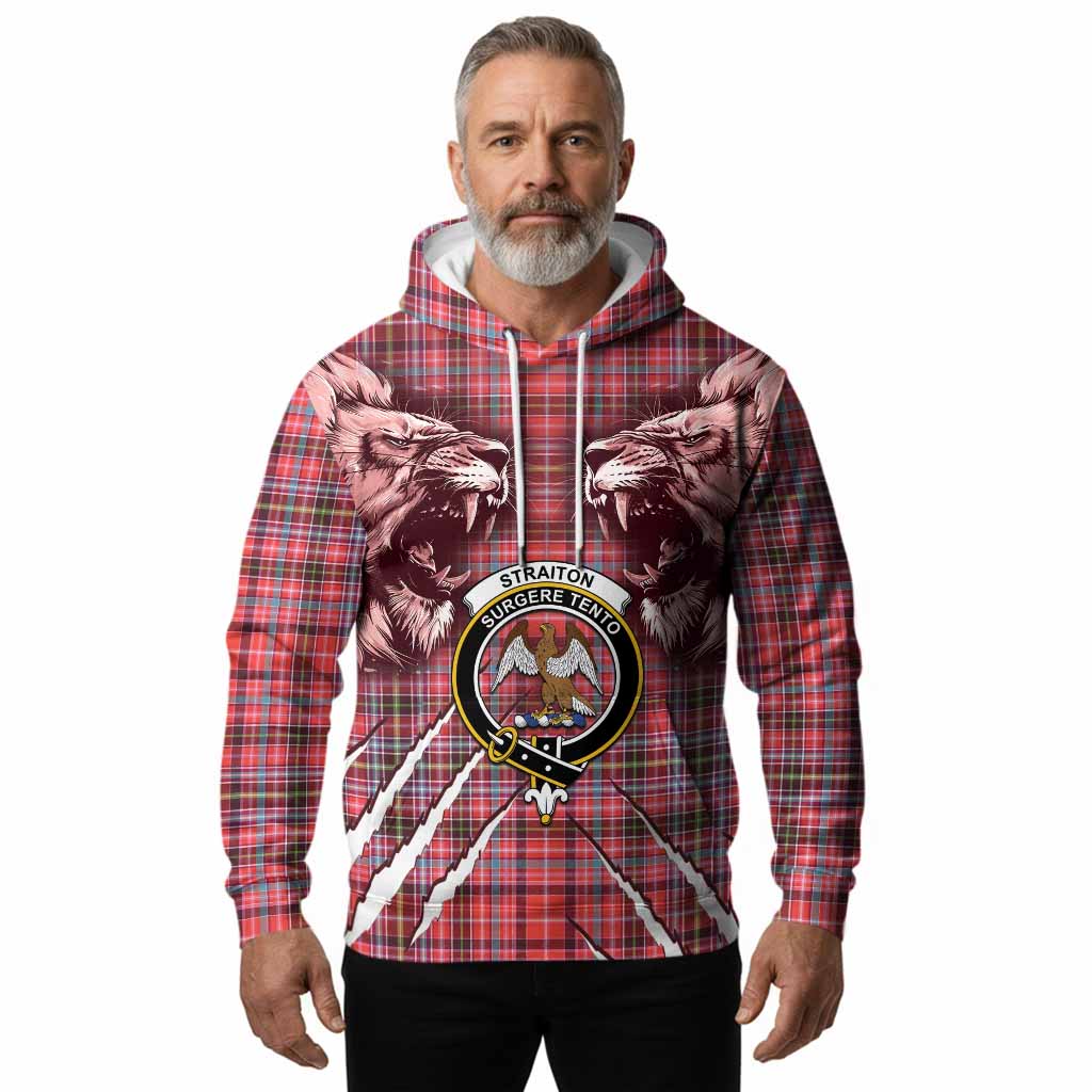 Straiton Tartan Crest Hoodie Ferocious Lion Style