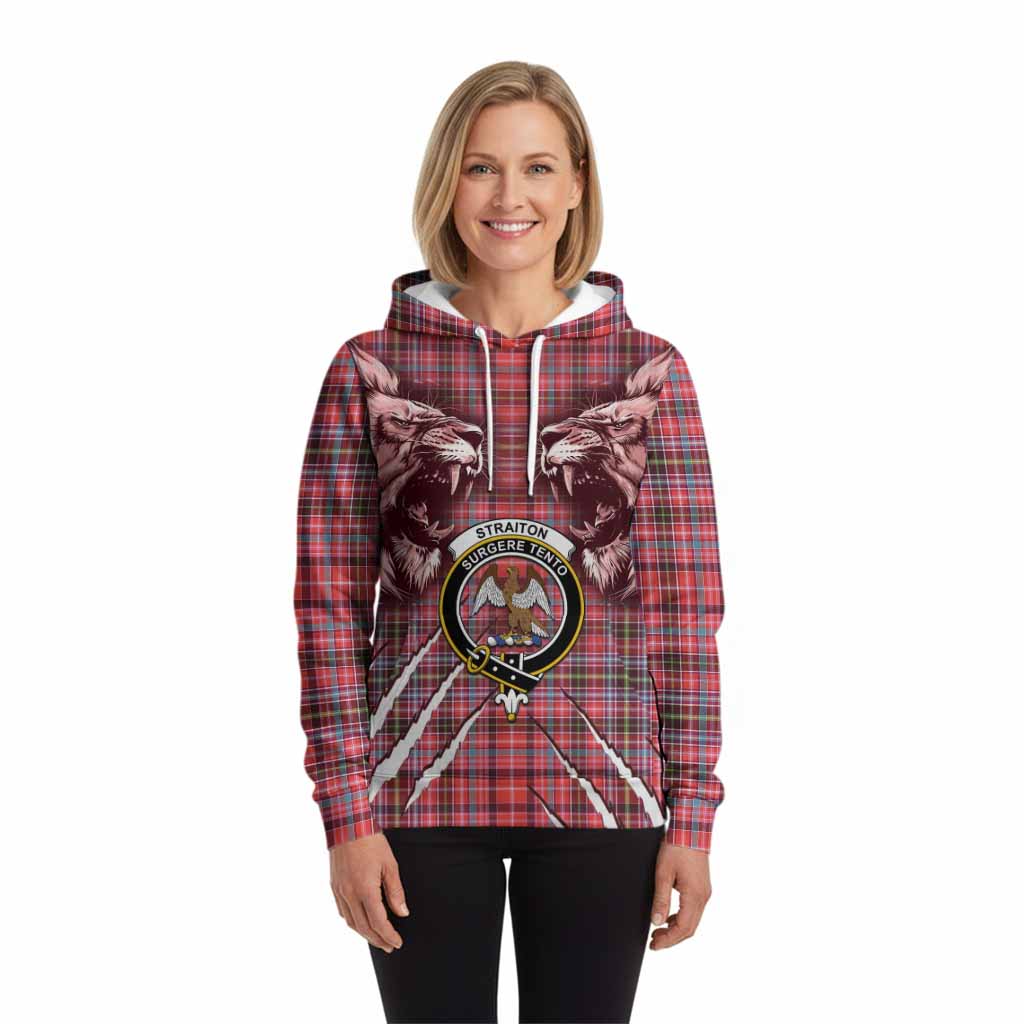 Straiton Tartan Crest Hoodie Ferocious Lion Style