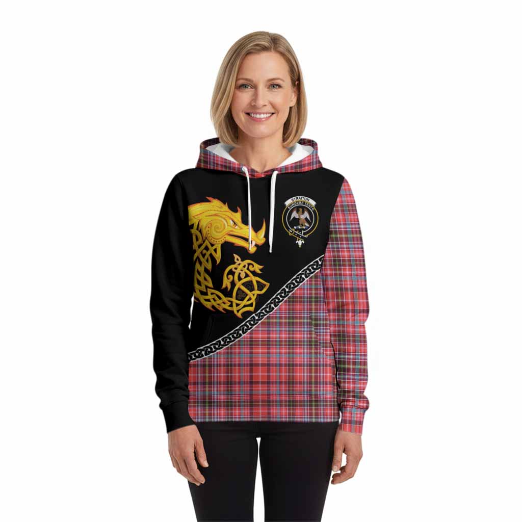Straiton Tartan Crest Hoodie Legendary Dragon Knot Half Style
