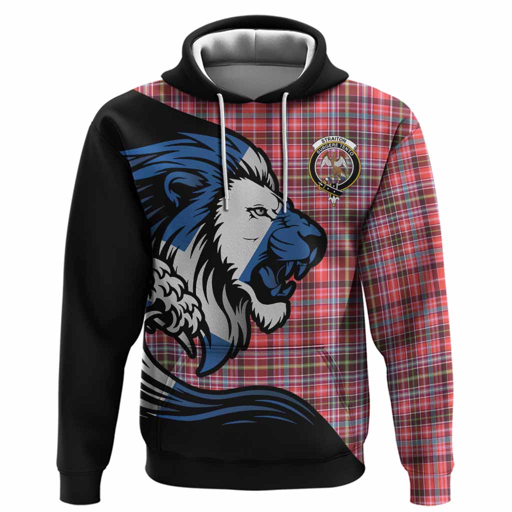 Straiton Tartan Crest Hoodie Scottish Golden Lions Wave Flow