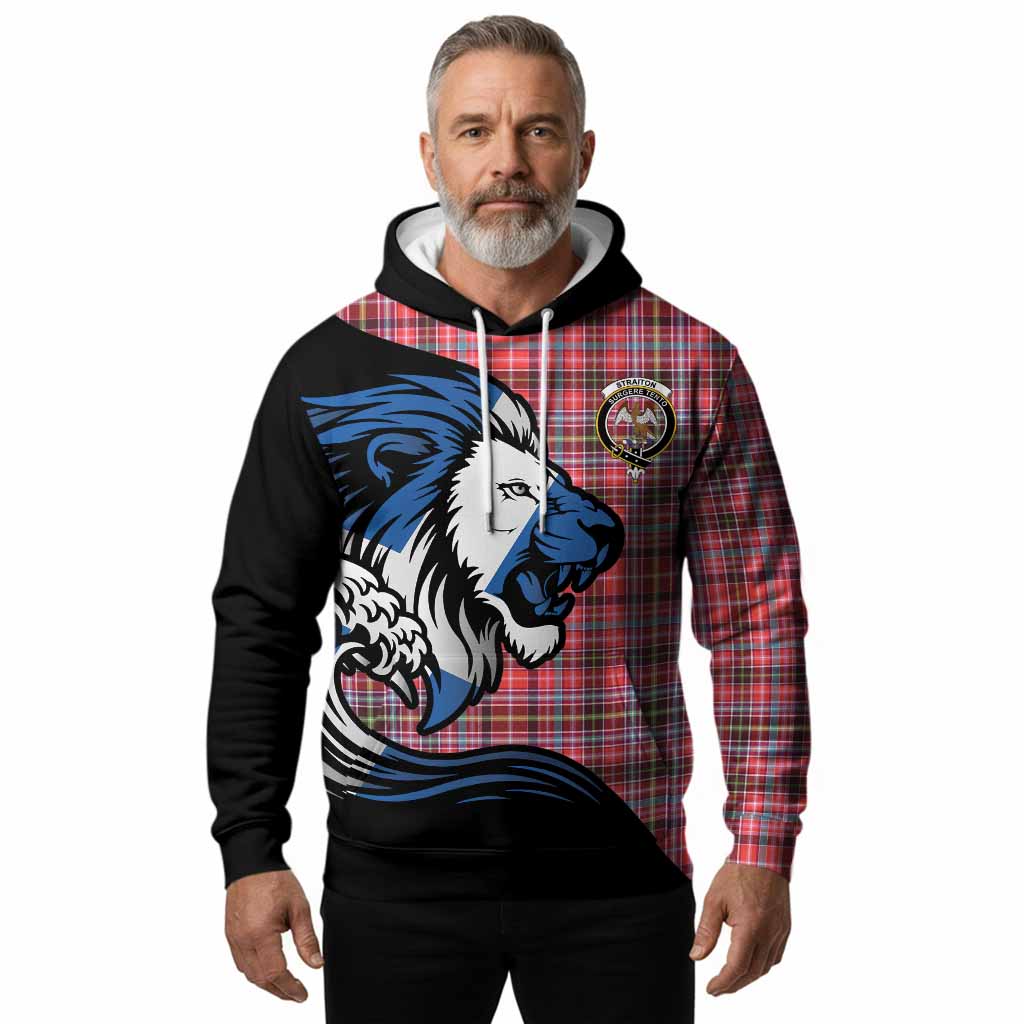 Straiton Tartan Crest Hoodie Scottish Golden Lions Wave Flow