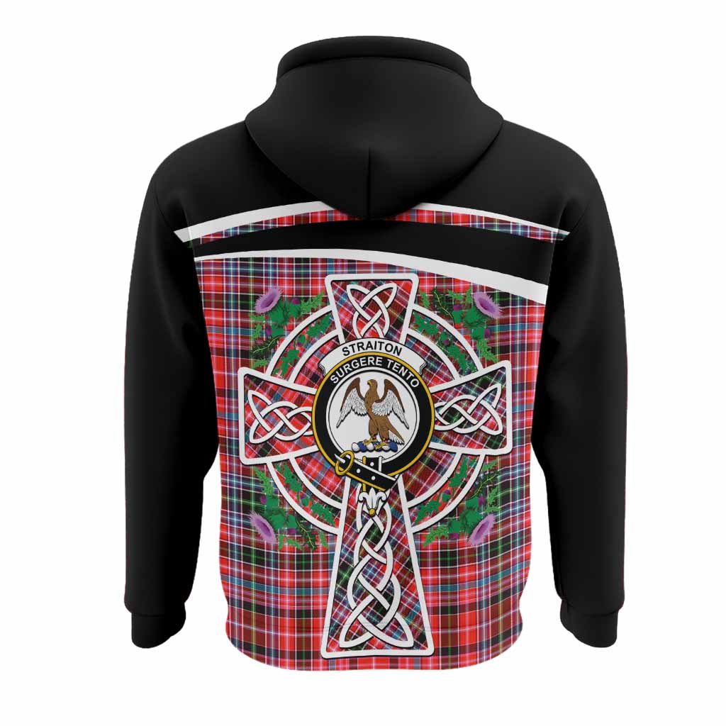 Straiton Tartan Crest Hoodie Scottish Thistle Celtic Cross Alba Gu Brath