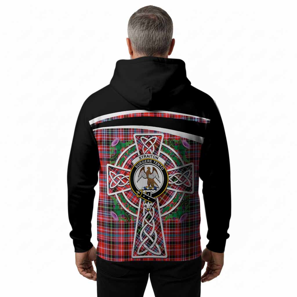 Straiton Tartan Crest Hoodie Scottish Thistle Celtic Cross Alba Gu Brath
