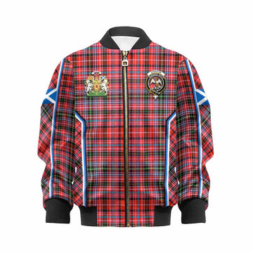 Straiton Tartan Crest Kid Bomber Jacket Scotland Coat of Arm Flag Style - Tartan Vibes Clothing
