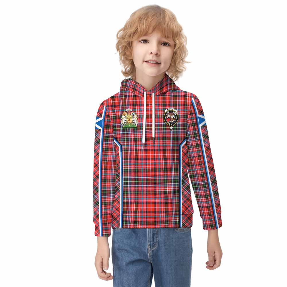 Straiton Tartan Crest Kid Hoodie Scotland Coat of Arm Flag Style - Tartan Vibes Clothing
