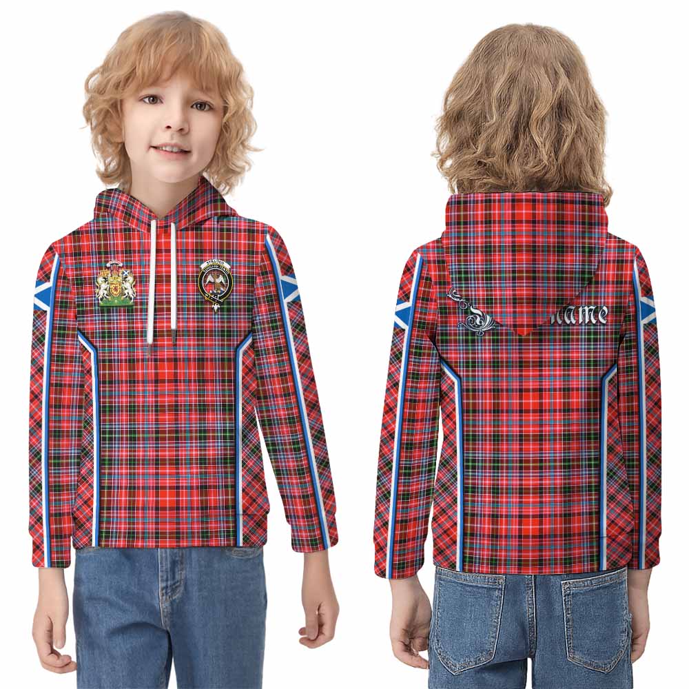 Straiton Tartan Crest Kid Hoodie Scotland Coat of Arm Flag Style - Tartan Vibes Clothing