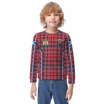 Straiton Tartan Crest Kid Knitted Sweatshirt Scotland Coat of Arm Flag Style - Tartan Vibes Clothing
