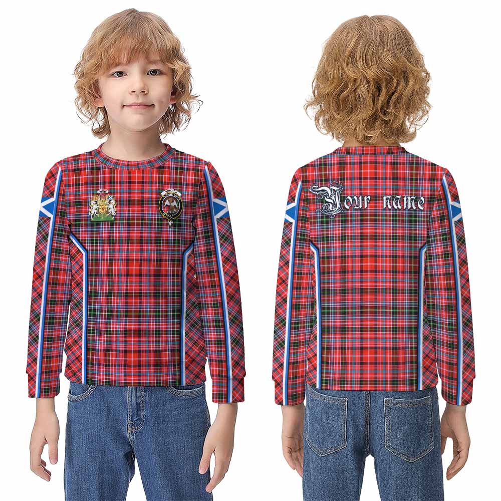 Straiton Tartan Crest Kid Knitted Sweatshirt Scotland Coat of Arm Flag Style - Tartan Vibes Clothing