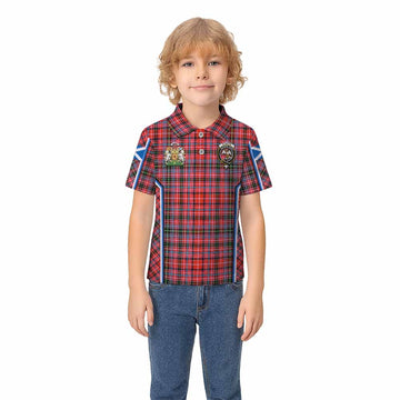 Straiton Tartan Crest Kid Polo Shirt Scotland Coat of Arm Flag Style - Tartan Vibes Clothing