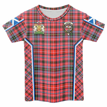 Straiton Tartan Crest Kid T-shirt Scotland Coat of Arm Flag Style - Tartan Vibes Clothing