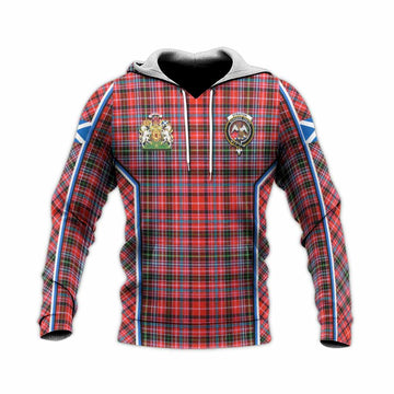 Straiton Tartan Crest Knitted Hoodie Scotland Coat of Arm Flag Style