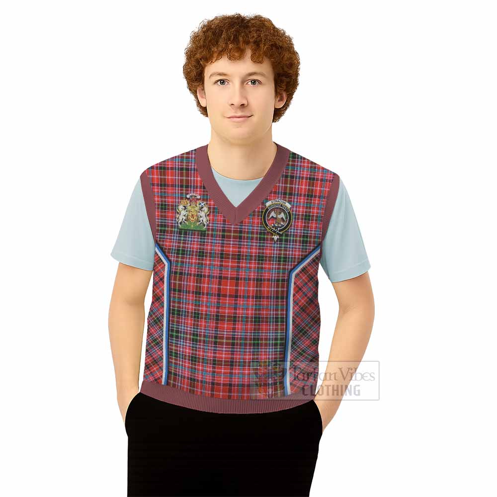 Straiton Tartan Crest Knitted V-Neck Vest Scotland Coat of Arm Flag Style - Tartan Vibes Clothing
