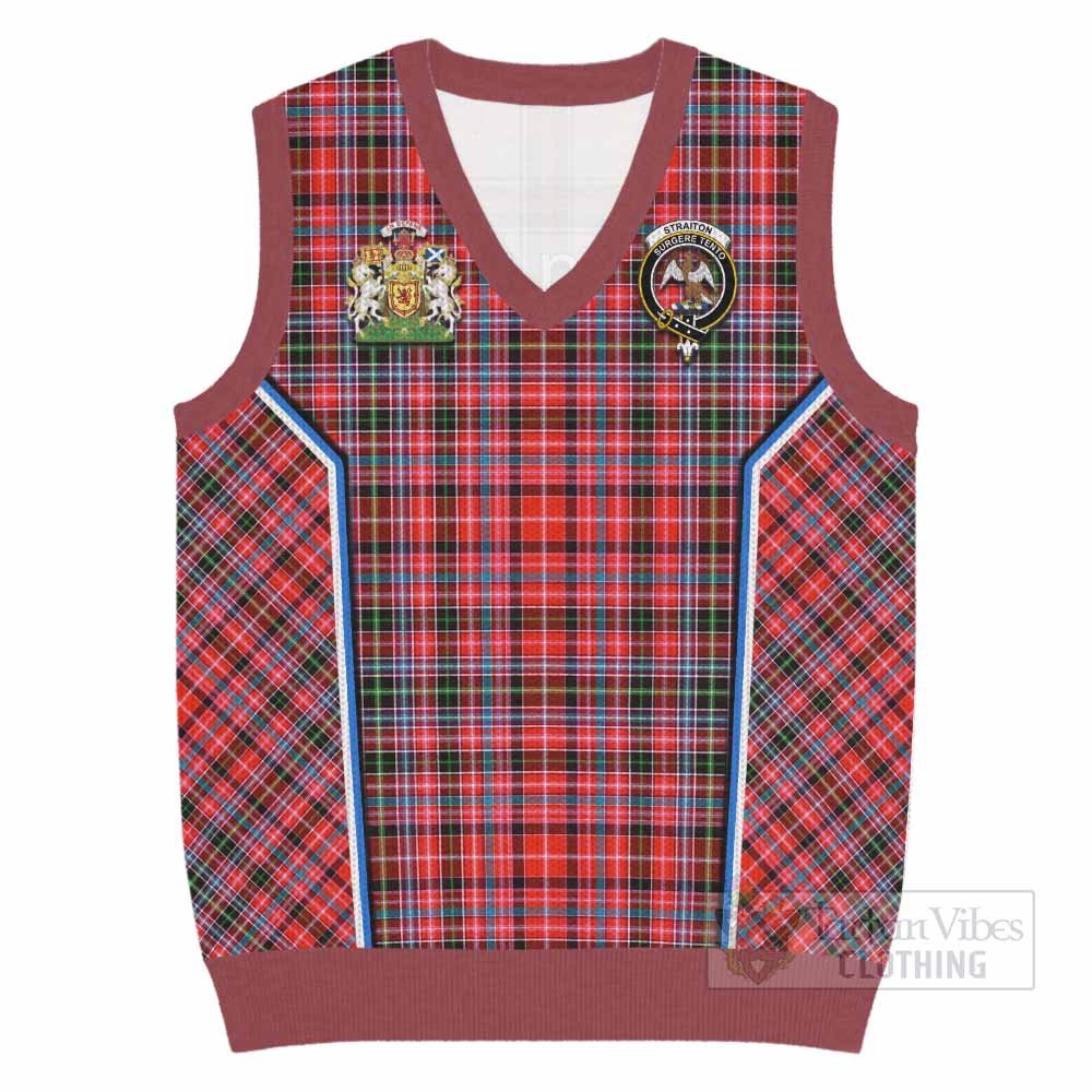 Straiton Tartan Crest Knitted V-Neck Vest Scotland Coat of Arm Flag Style - Tartan Vibes Clothing