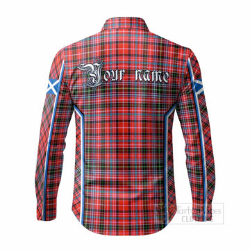 Straiton Tartan Crest Long Sleeve Button Shirts Scotland Coat of Arm Flag Style