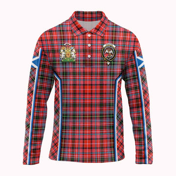 Straiton Tartan Crest Long Sleeve Polo Shirt Scotland Coat of Arm Flag Style