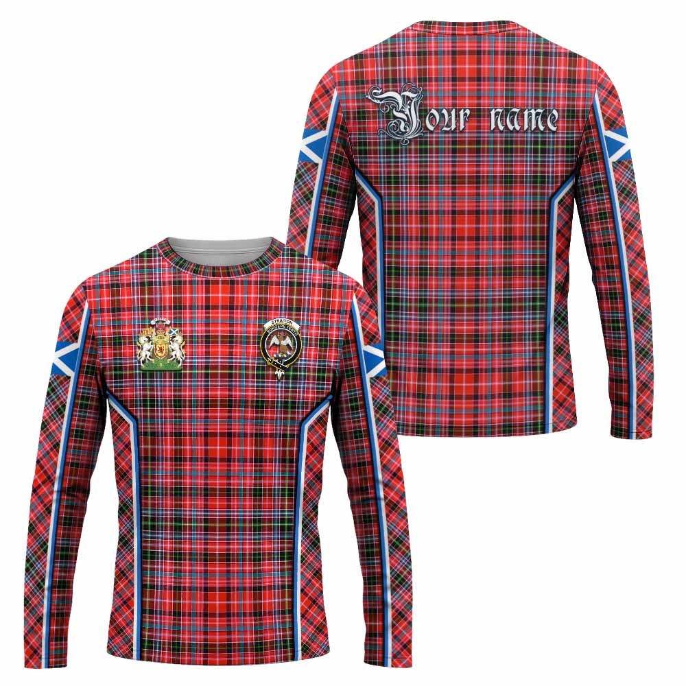 Straiton Tartan Crest Long Sleeve T-Shirt Scotland Coat of Arm Flag Style - Tartan Vibes Clothing