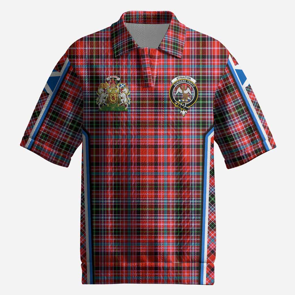 Straiton Tartan Crest Men’s Polo Sweater Top Scotland Coat of Arm Flag Style