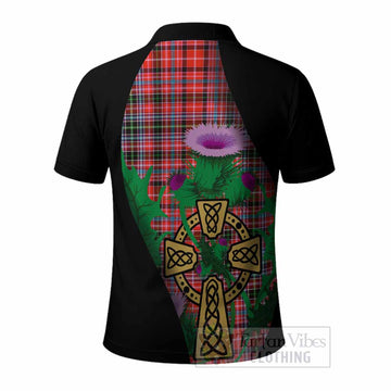 Straiton Tartan Crest Polo Shirt Celtic Cross Thistle Flowers