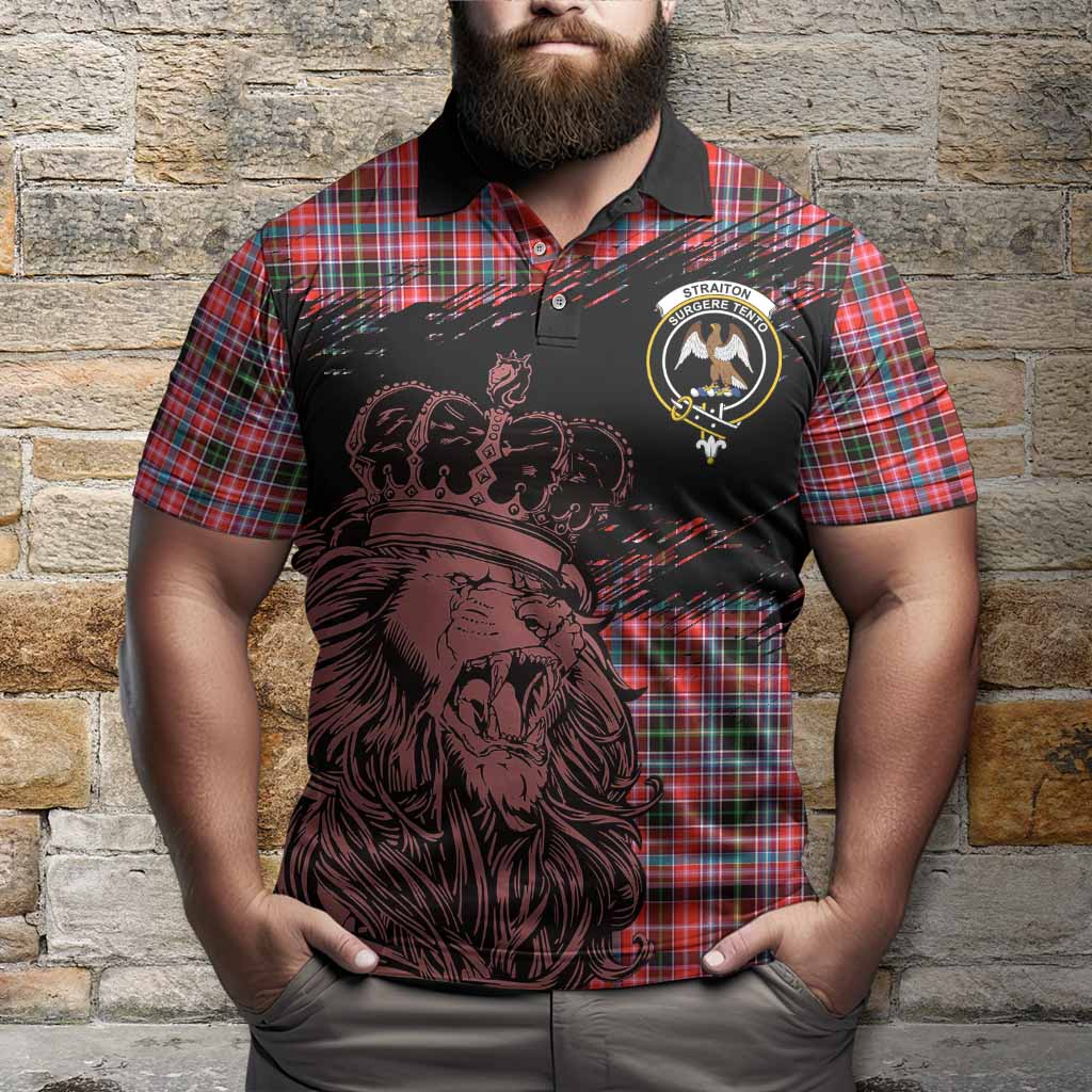 Straiton Tartan Crest Polo Shirt Crowned Lion Heritage Style