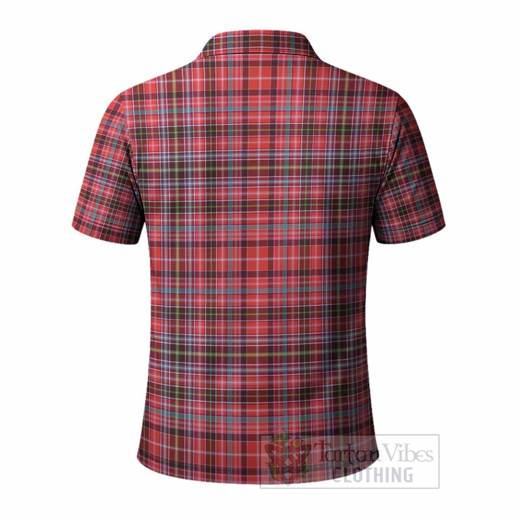 Straiton Tartan Crest Polo Shirt Ferocious Lion Style