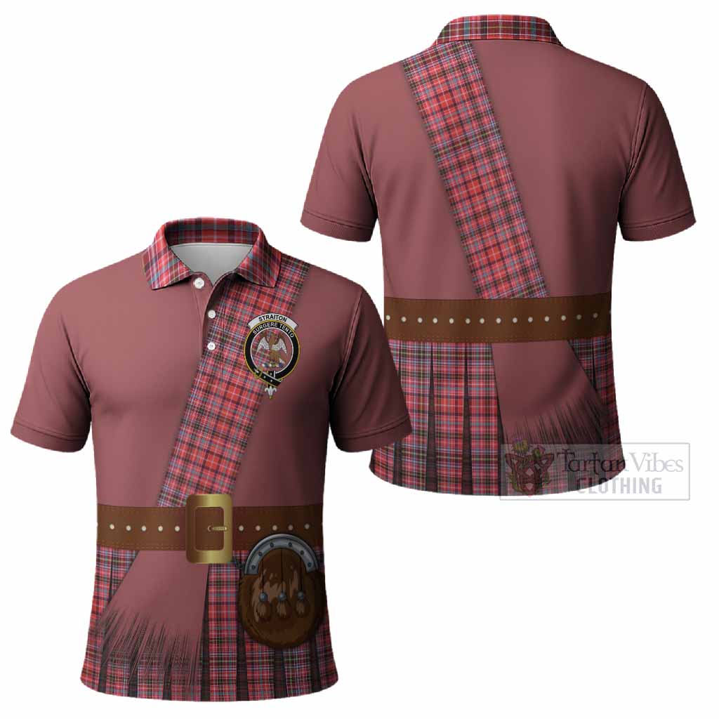 Straiton Tartan Crest Polo Shirt Kilt Costume Style