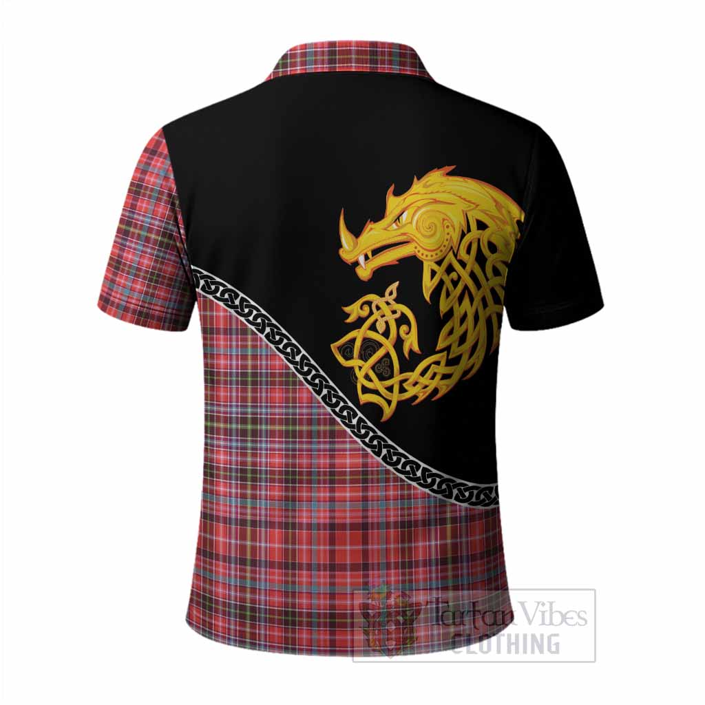 Straiton Tartan Crest Polo Shirt Legendary Dragon Knot Half Style