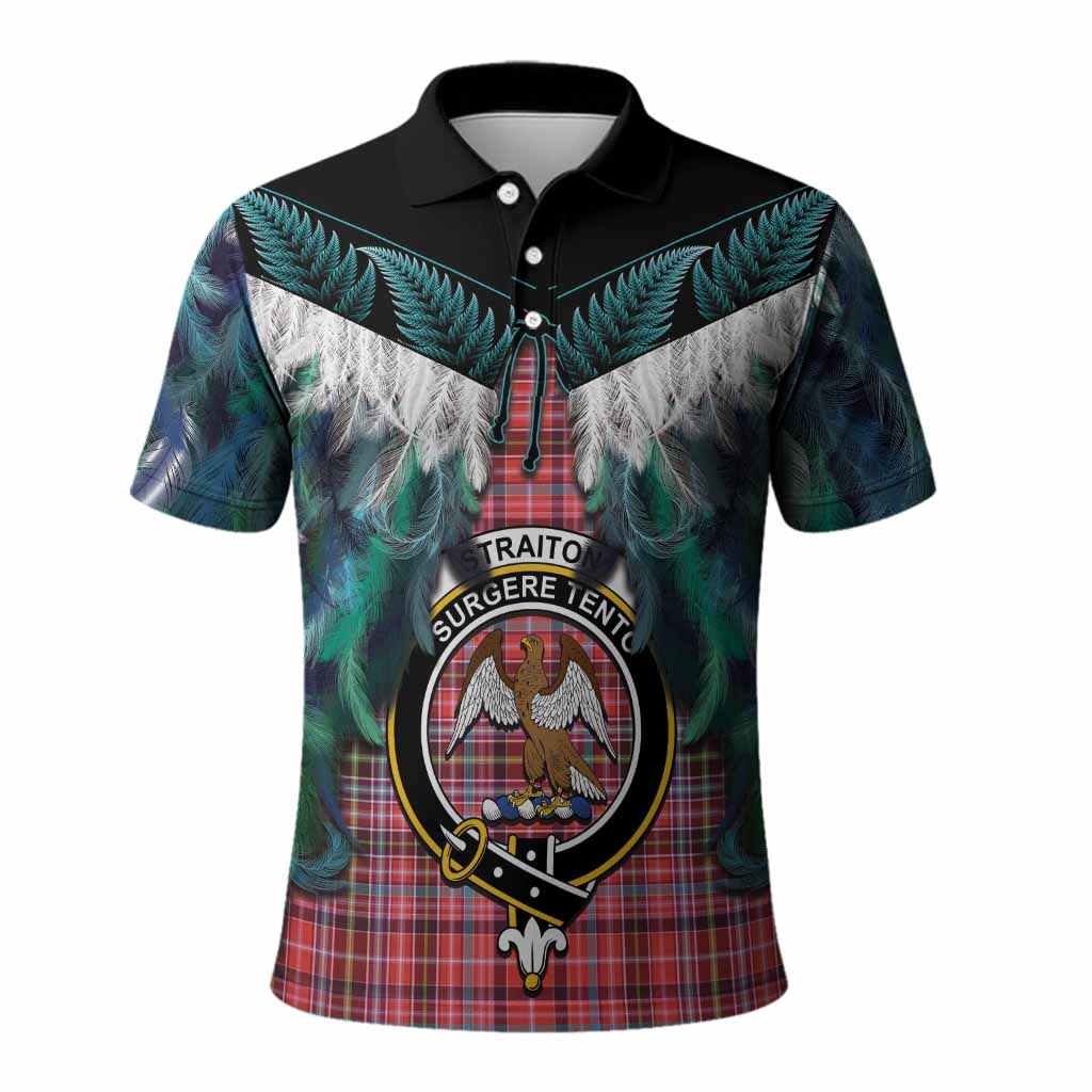 Straiton Tartan Crest Polo Shirt New Zealand Maori Korowai Cloak