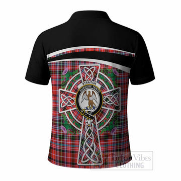 Straiton Tartan Crest Polo Shirt Scottish Thistle Celtic Cross Alba Gu Brath