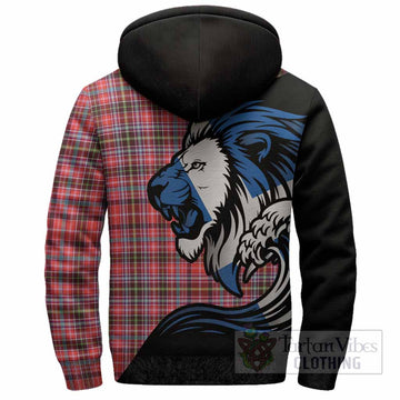 Straiton Tartan Crest Sherpa Hoodie Scottish Golden Lions Wave Flow