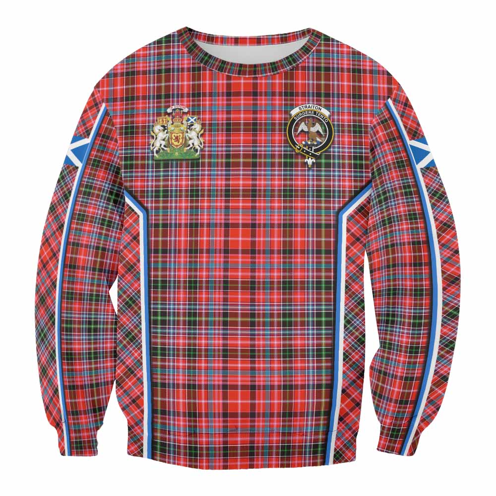 Straiton Tartan Crest Sweatshirt Scotland Coat of Arm Flag Style - Tartan Vibes Clothing