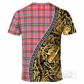 Straiton Tartan Crest T-Shirt Celtic Knot and Triple Trickle Spiral Symbols