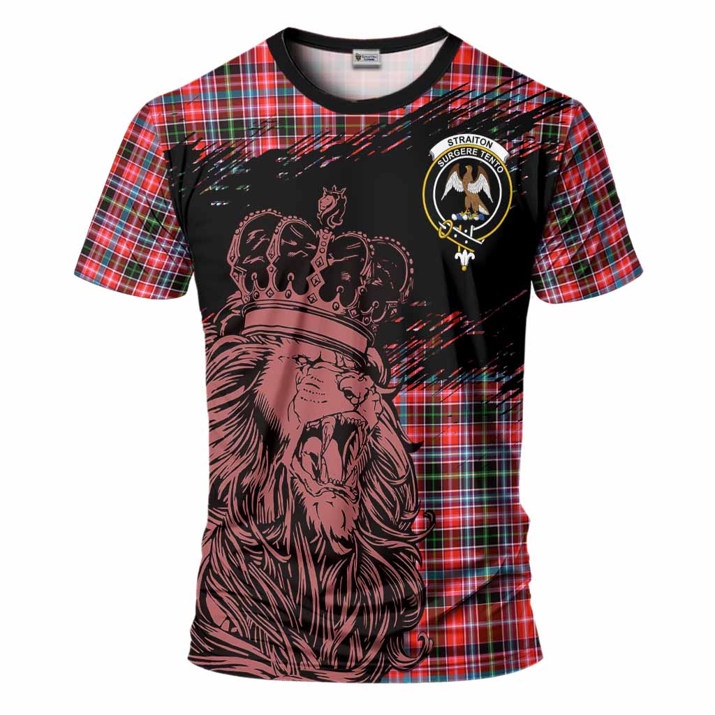 Straiton Tartan Crest T-Shirt Crowned Lion Heritage Style