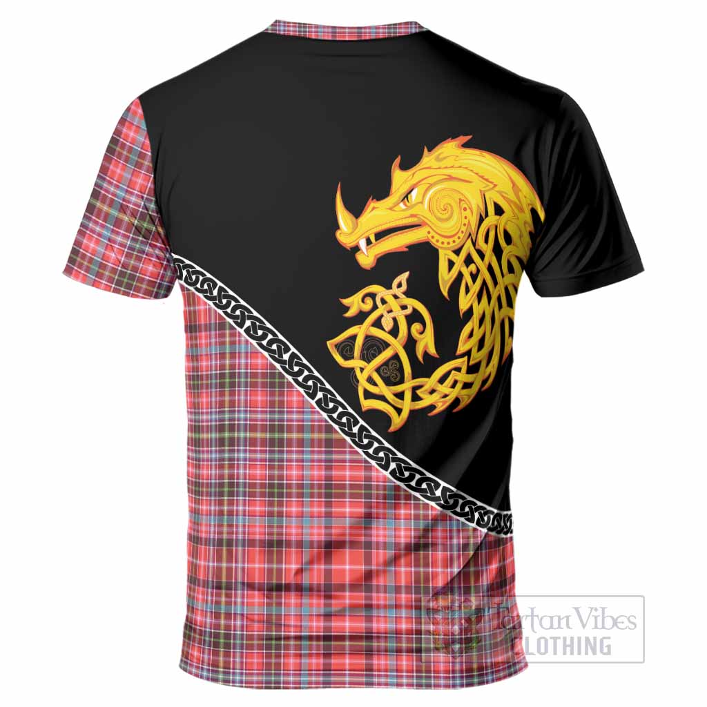 Straiton Tartan Crest T-Shirt Legendary Dragon Knot Half Style