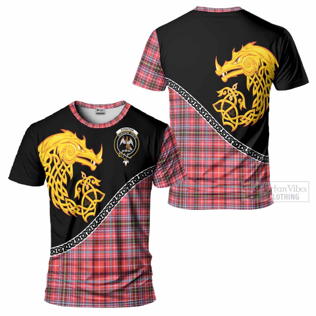 Straiton Tartan Crest T-Shirt Legendary Dragon Knot Half Style