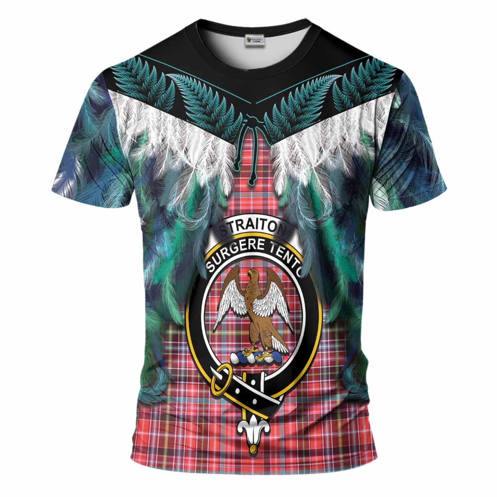 Straiton Tartan Crest T-Shirt New Zealand Maori Korowai Cloak
