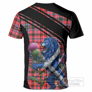 Straiton Tartan Crest T-Shirt Scottish Lion Rampant Thistle
