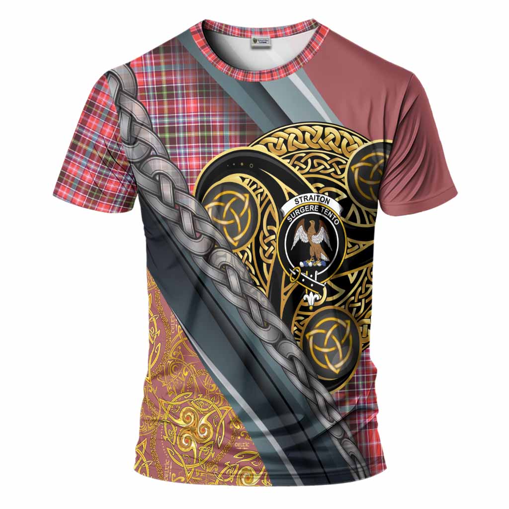 Straiton Tartan Crest T-Shirt Scottish Triskele Celtic