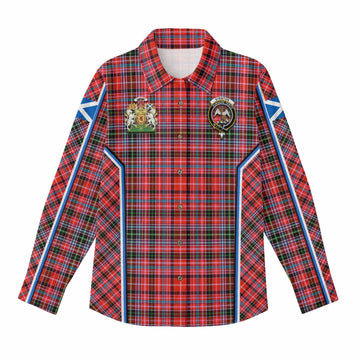 Straiton Tartan Crest Women Casual Shirt Scotland Coat of Arm Flag Style - Tartan Vibes Clothing