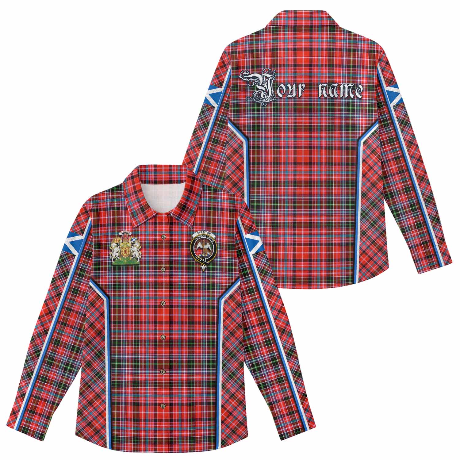 Straiton Tartan Crest Women Casual Shirt Scotland Coat of Arm Flag Style - Tartan Vibes Clothing